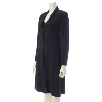 Chanel 97P Wool Silk CC Logo All Dress Set Long Coat Camisole Top Black White 36 — view 2