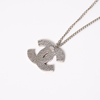 Chanel Necklace CC Logo Border Orange Pink Silver 05 — view 4