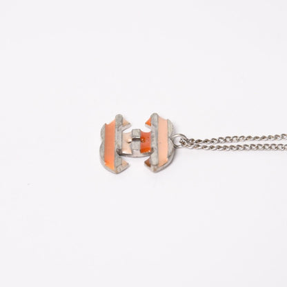 Chanel Necklace CC Logo Border Orange Pink Silver 05 — view 5