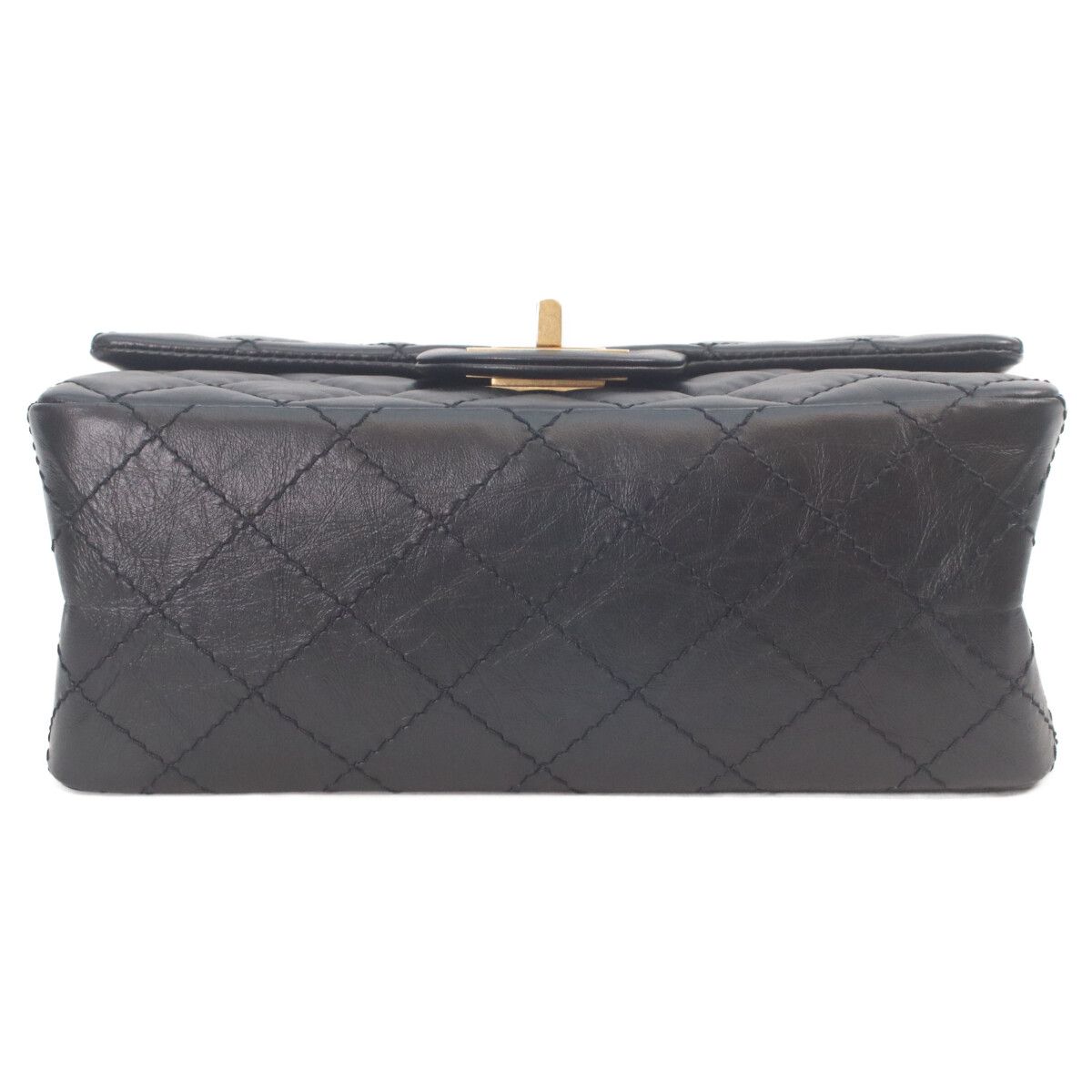 Chanel Black Vintage Calfskin Gold Quilted 2.55 Mini Chain Handbag — view 5