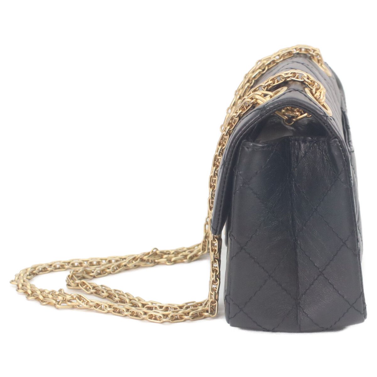 Chanel Black Vintage Calfskin Gold Quilted 2.55 Mini Chain Handbag — view 2