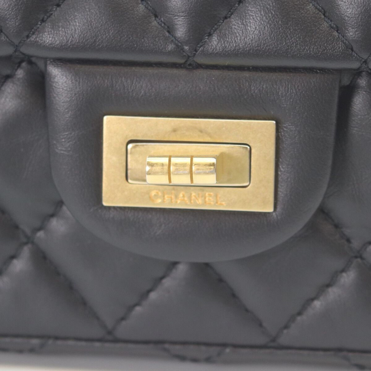Chanel Black Vintage Calfskin Gold Quilted 2.55 Mini Chain Handbag — view 6