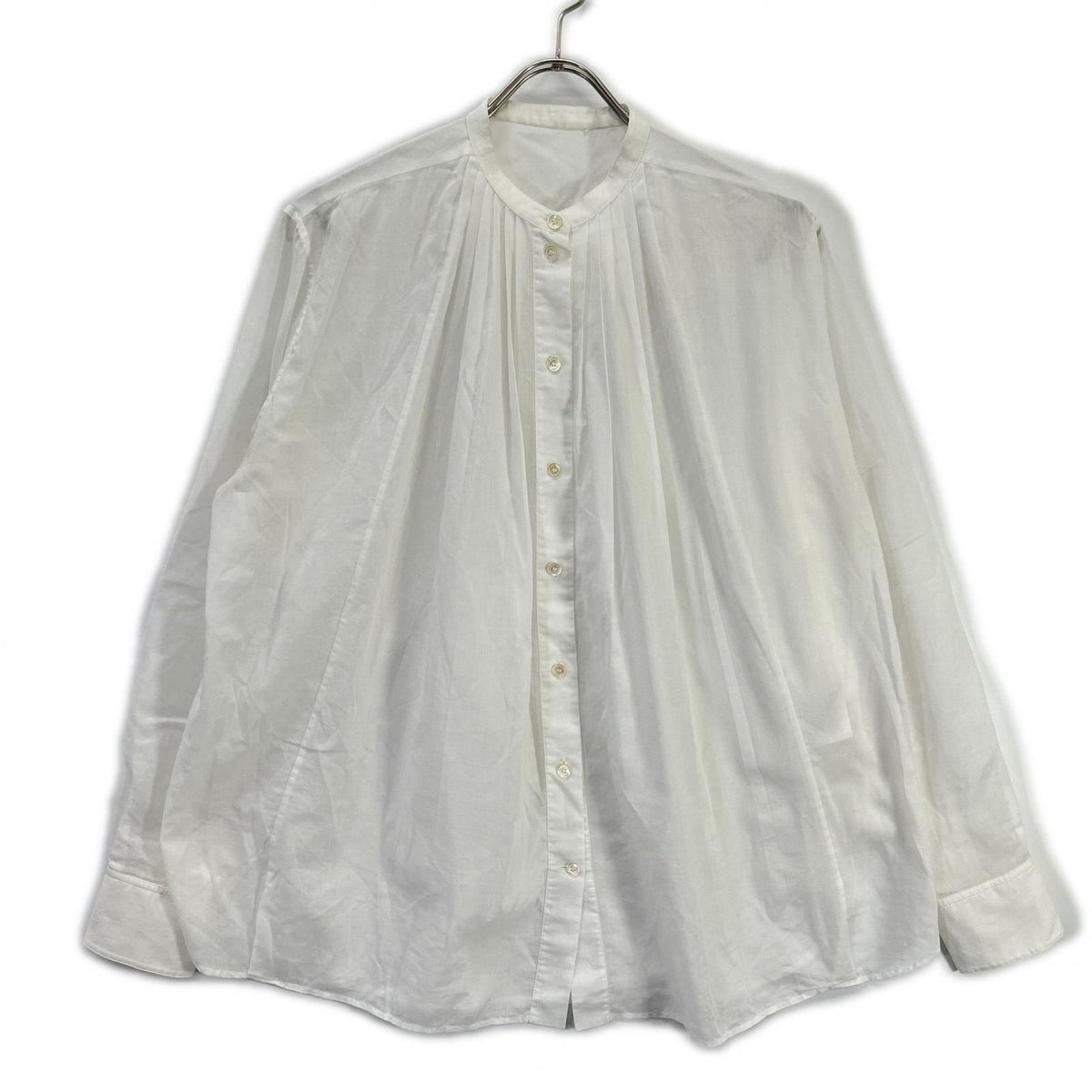 Celine 2 White Pleated Band Color Blouse 36