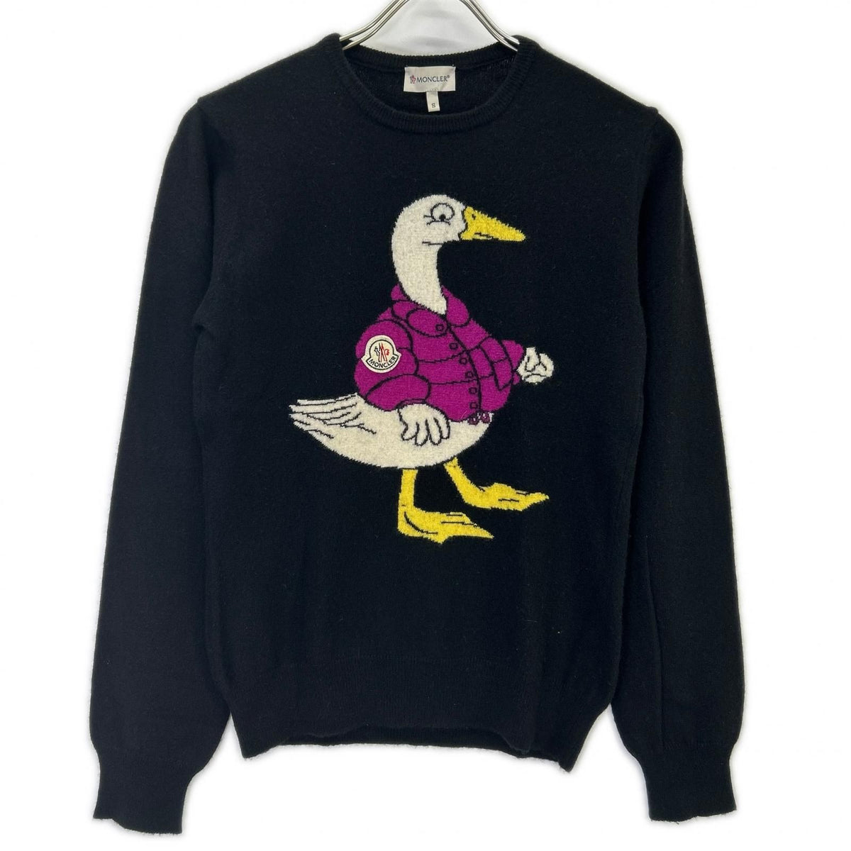 Moncler Black Cashmere Blend Crew Neck Knit Sweater