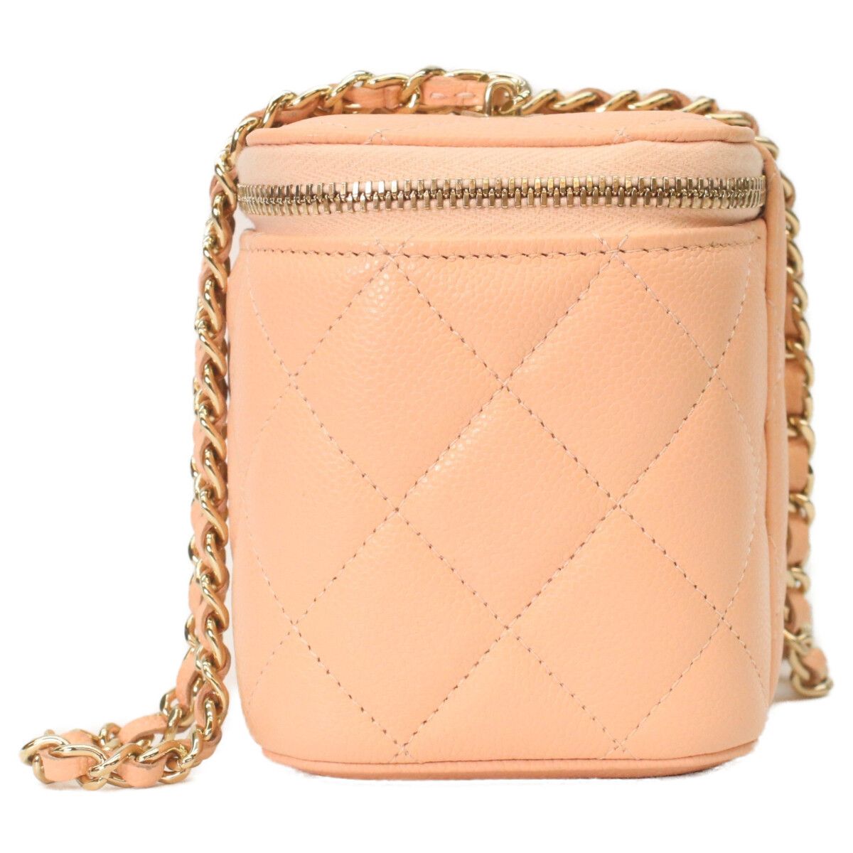 Chanel Pink Beige Caviar Gold Chain Vanity Bag — view 2