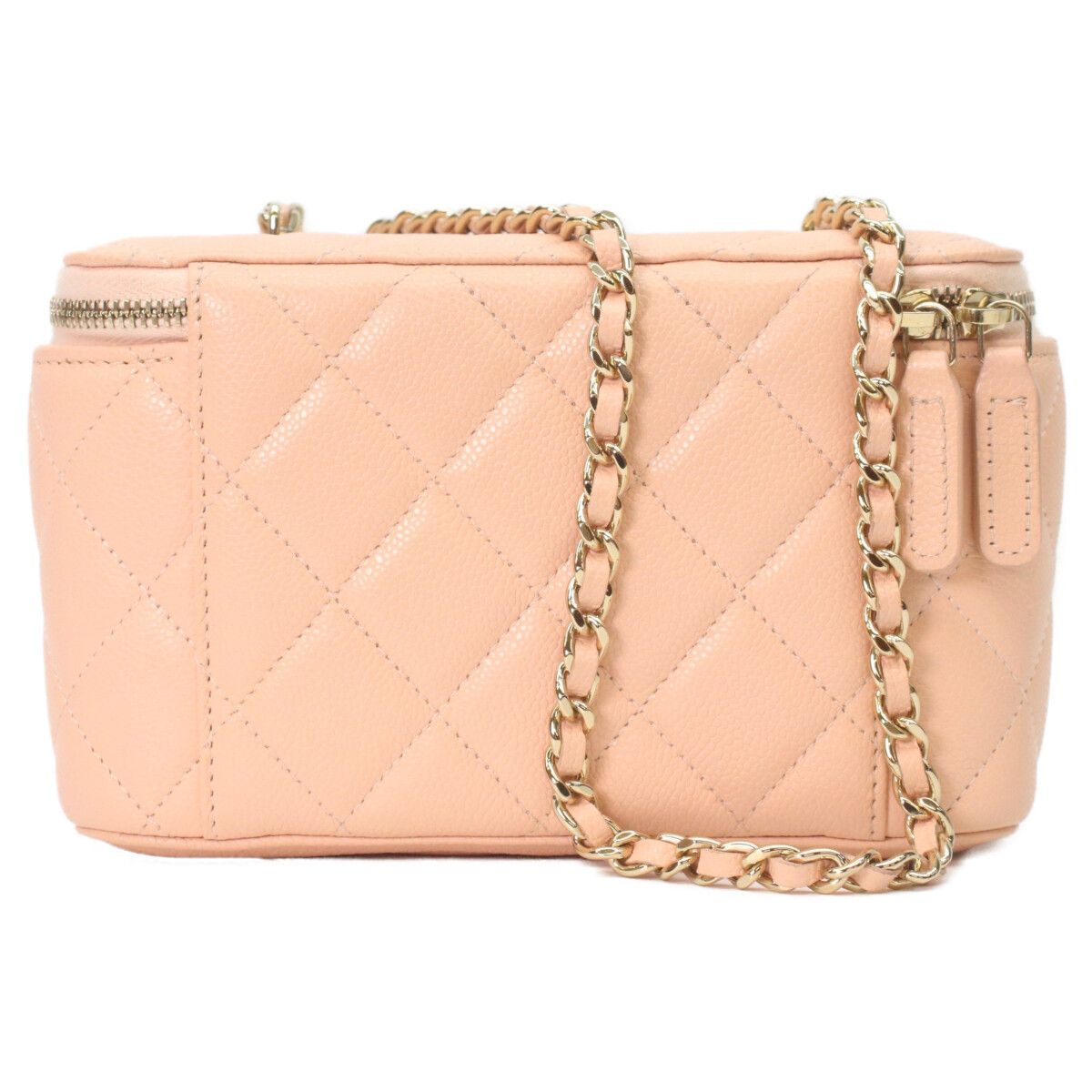Chanel Pink Beige Caviar Gold Chain Vanity Bag — view 3