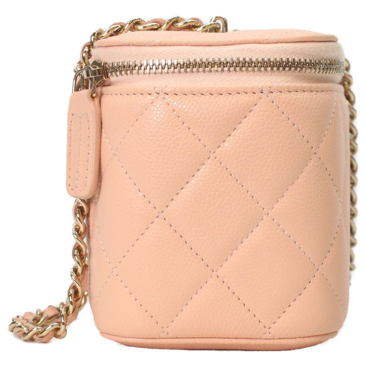 Chanel Pink Beige Caviar Gold Chain Vanity Bag — view 4