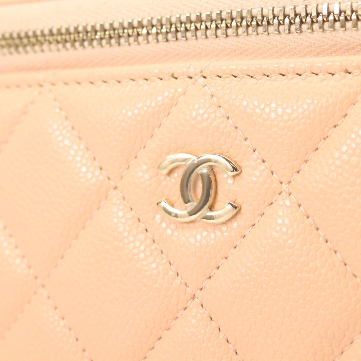 Chanel Pink Beige Caviar Gold Chain Vanity Bag — view 6