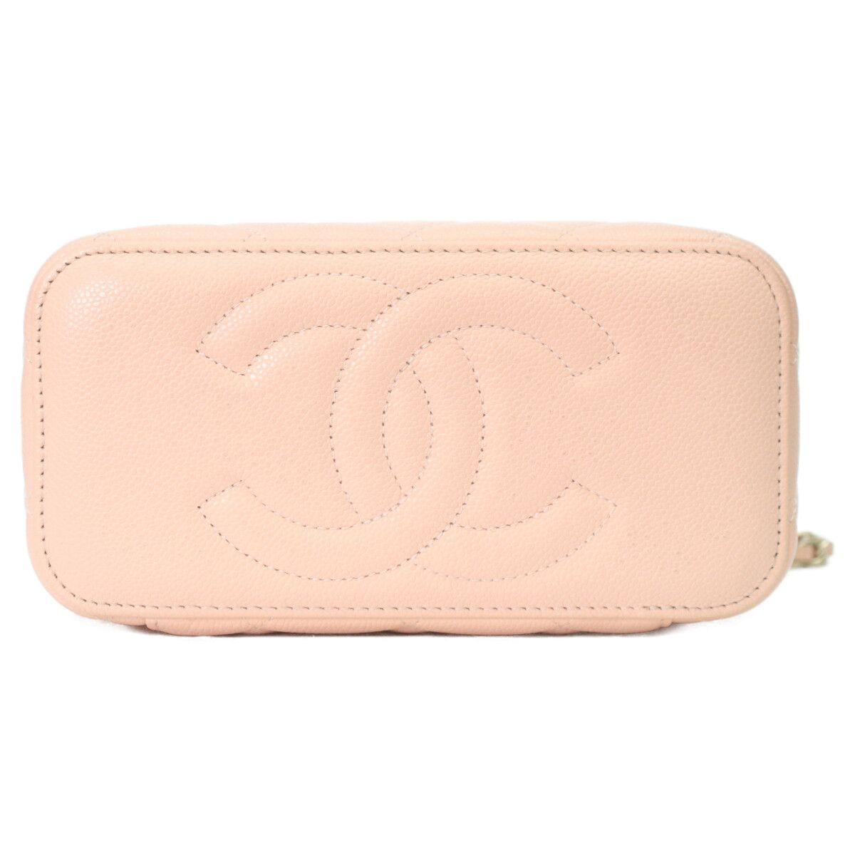 Chanel Pink Beige Caviar Gold Chain Vanity Bag — view 5