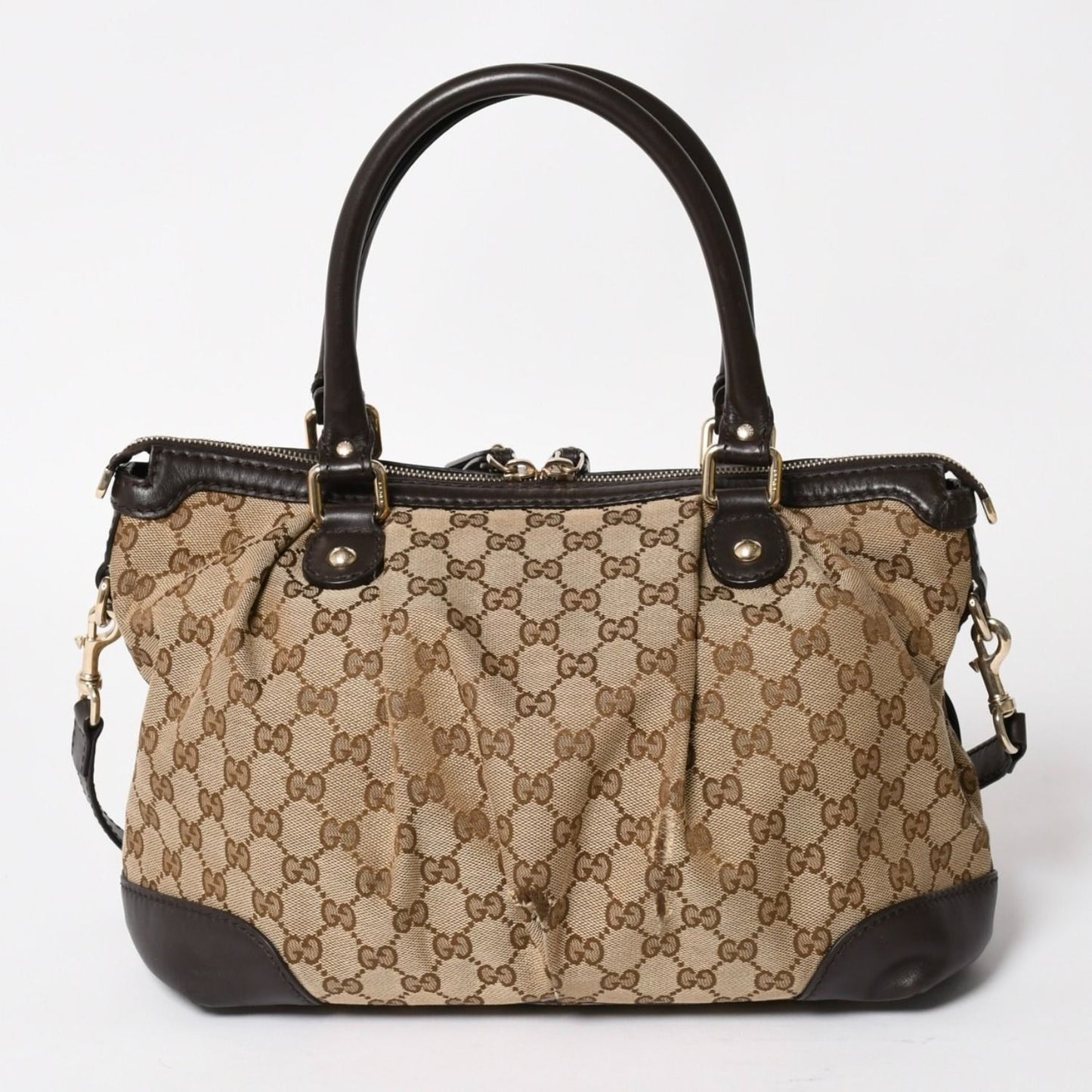 Gucci GG Canvas 2-Way Shoulder Bag Silver — view 2