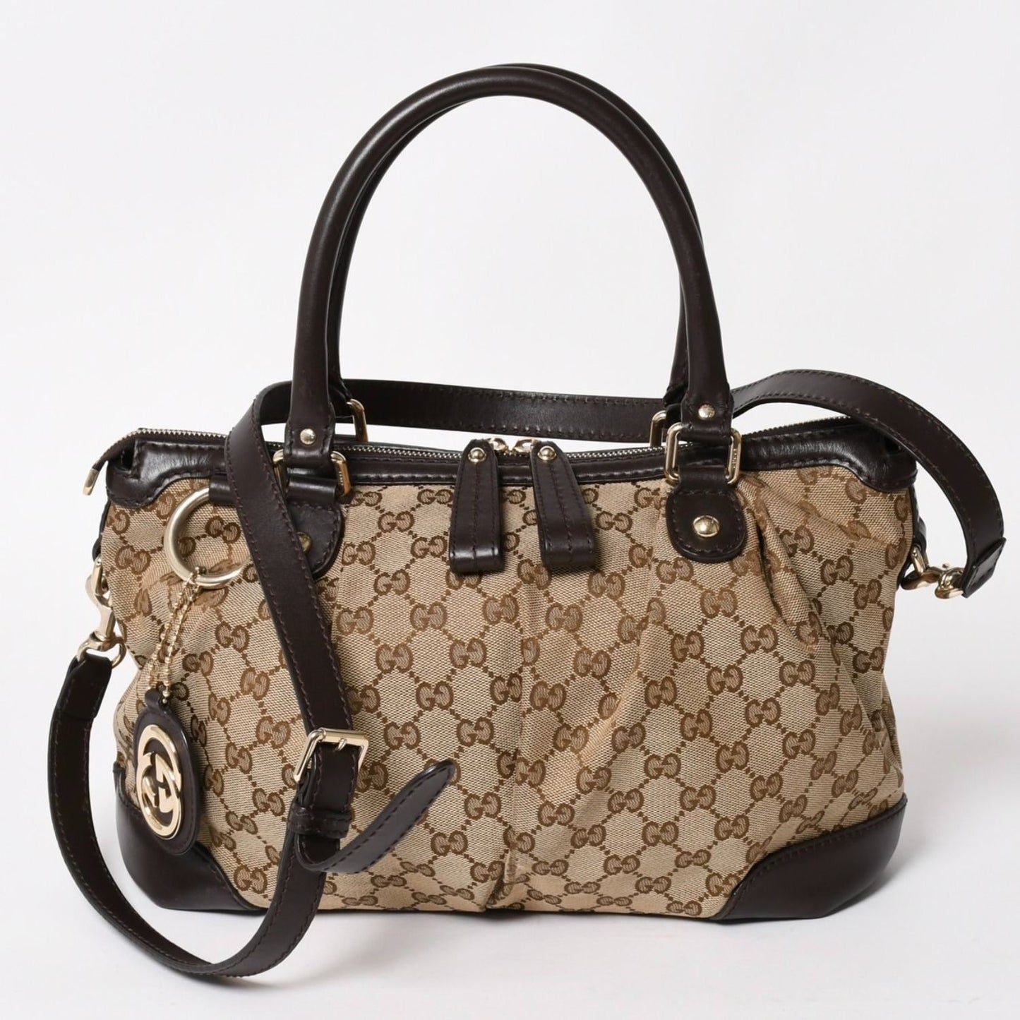 Gucci GG Canvas 2-Way Shoulder Bag Silver