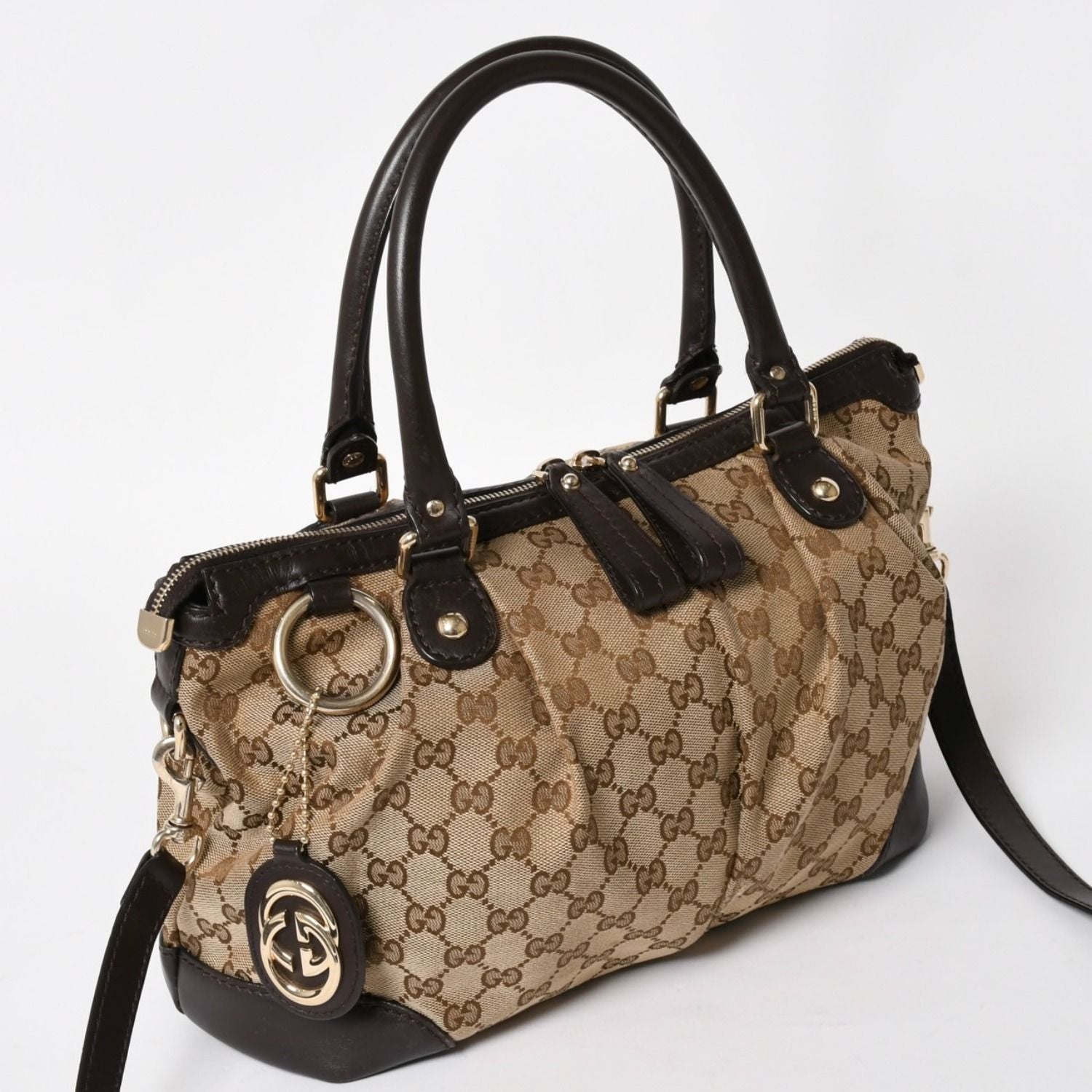 Gucci GG Canvas 2-Way Shoulder Bag Silver — view 3