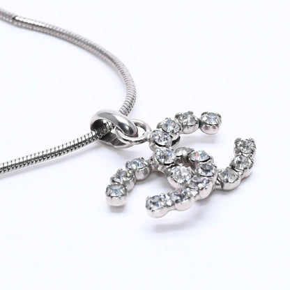 Chanel CC Logo Necklace Light Stone Silver — view 4