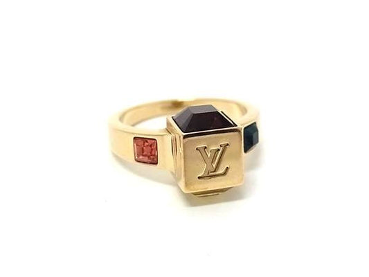 Louis Vuitton Ring Bague Gambling Gold Metal Rhinestone