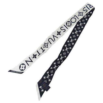 Louis Vuitton Scarf Silk Bandeau BB Monogram Infinity White Noir Black — view 3