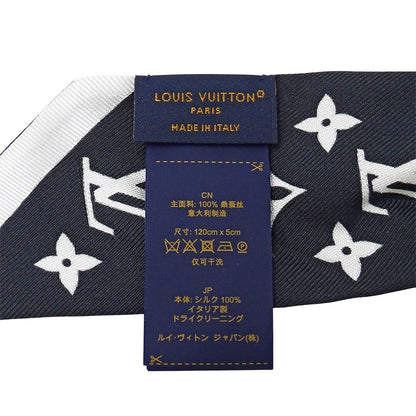 Louis Vuitton Scarf Silk Bandeau BB Monogram Infinity White Noir Black — view 5