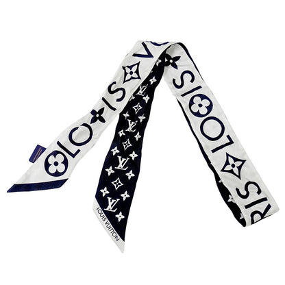 Louis Vuitton Scarf Silk Bandeau BB Monogram Infinity White Noir Black