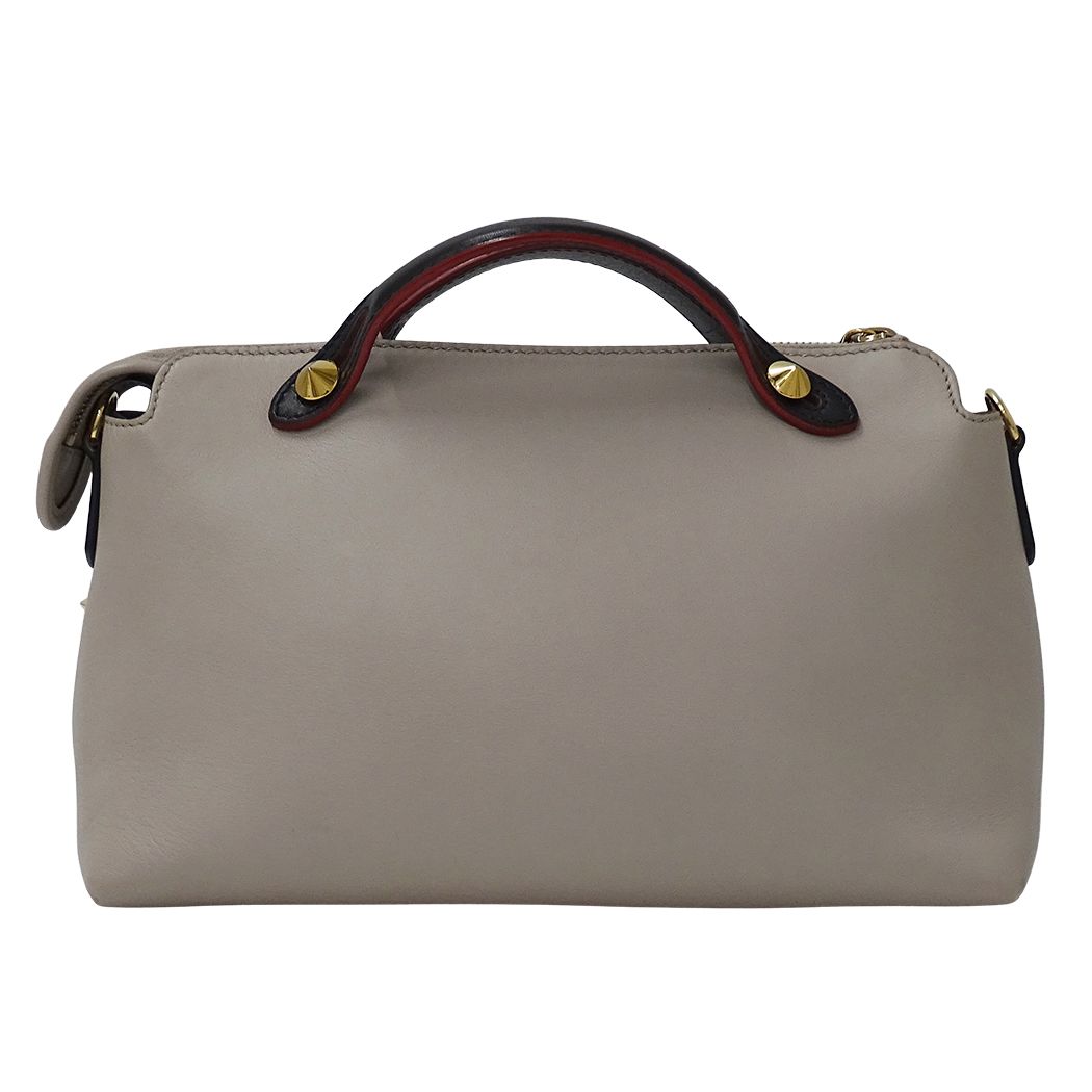 Fendi 2-Way Shoulder Bag Leather Visible Bugs Eye Gray Beige Studs — view 2