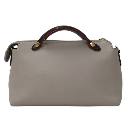 Fendi 2-Way Shoulder Bag Leather Visible Bugs Eye Gray Beige Studs — view 2
