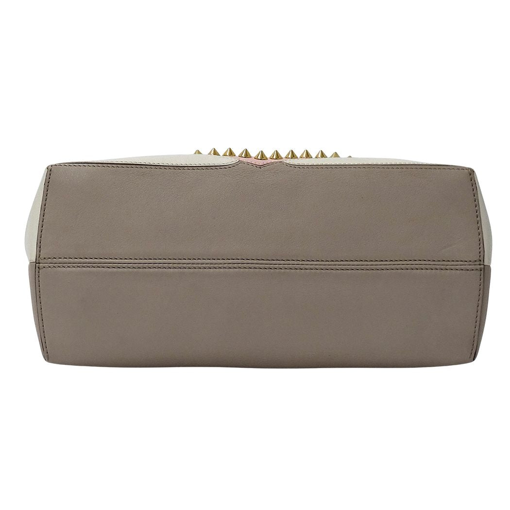 Fendi 2-Way Shoulder Bag Leather Visible Bugs Eye Gray Beige Studs — view 3
