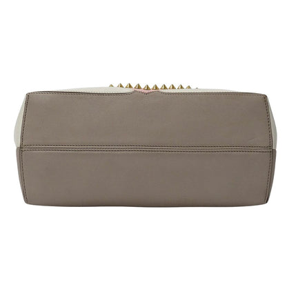 Fendi 2-Way Shoulder Bag Leather Visible Bugs Eye Gray Beige Studs — view 3