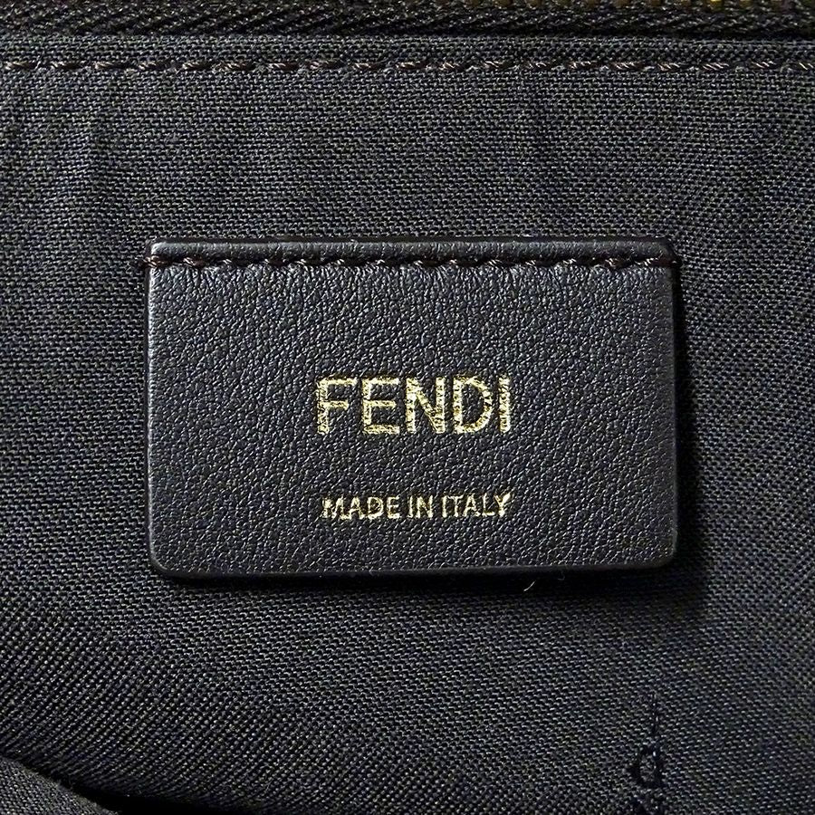 Fendi 2-Way Shoulder Bag Leather Visible Bugs Eye Gray Beige Studs — view 6
