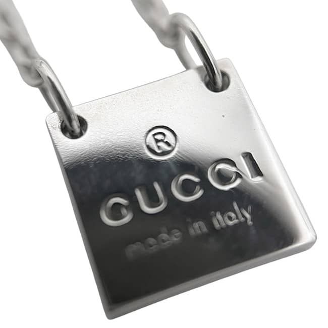 Gucci Logo Tag Necklace Silver 925 Sterling Plate — view 3