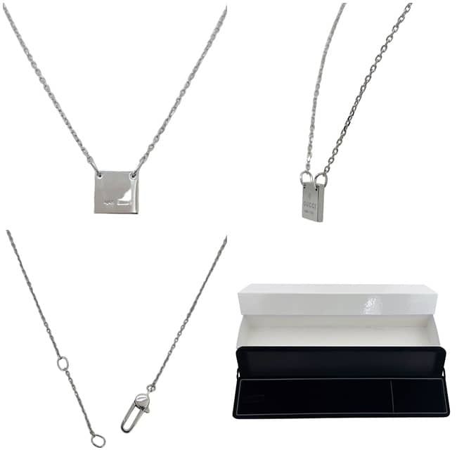 Gucci Logo Tag Necklace Silver 925 Sterling Plate — view 2