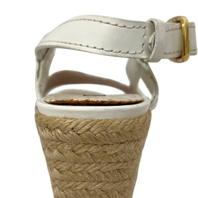 Louis Vuitton Wedge Sole Sandals Pink White Monogram Canvas 34 — view 7