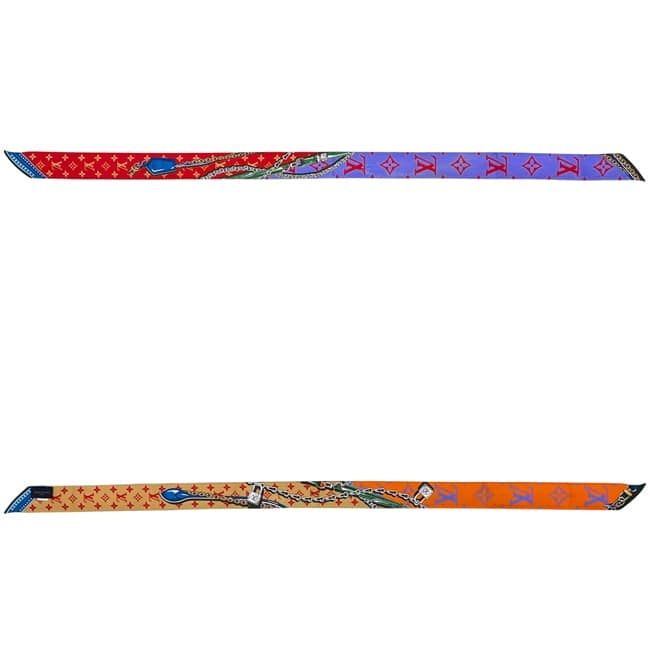 Louis Vuitton Ribbon Scarf Bandeau BB Ultimate Blue Orange Red Monogram Already — view 3