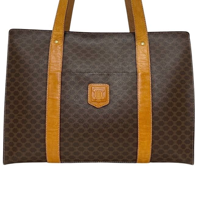 Celine Tote Brown Macadam Leather Document Shoulder Bag — view 6