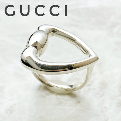 Gucci Horsebit Heart Silver Ring