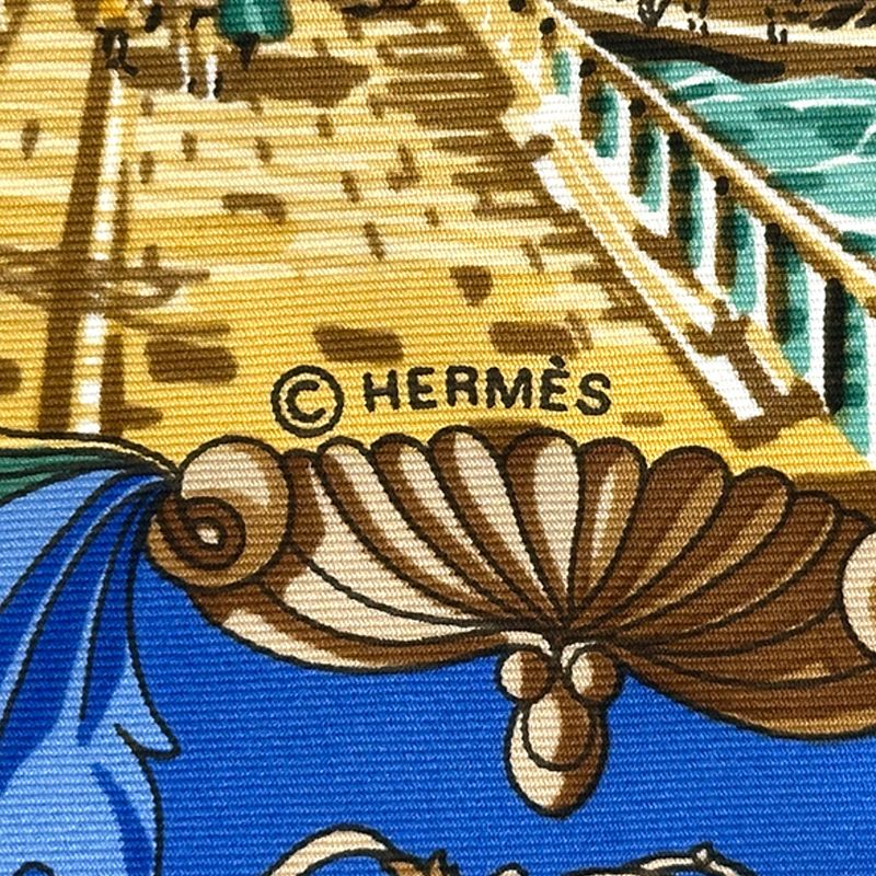 Hermes Scarf Carre 90 L'entente Cordiale Franco British Alliance Silk Blue — view 5