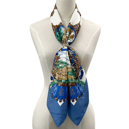 Hermes Scarf Carre 90 L'entente Cordiale Franco British Alliance Silk Blue — view 7