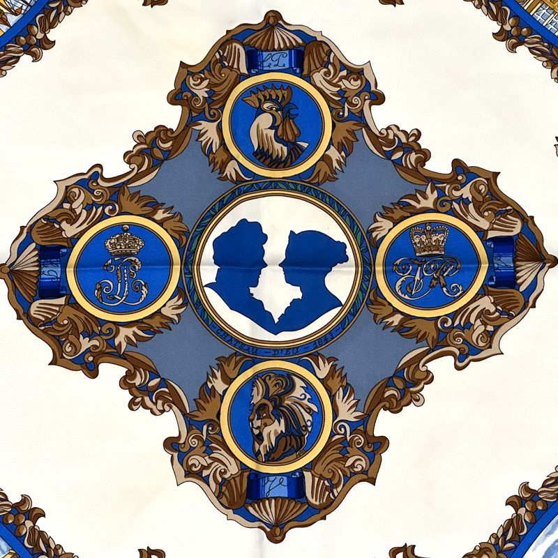 Hermes Scarf Carre 90 L'entente Cordiale Franco British Alliance Silk Blue — view 2