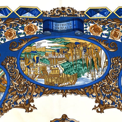 Hermes Scarf Carre 90 L'entente Cordiale Franco British Alliance Silk Blue — view 3