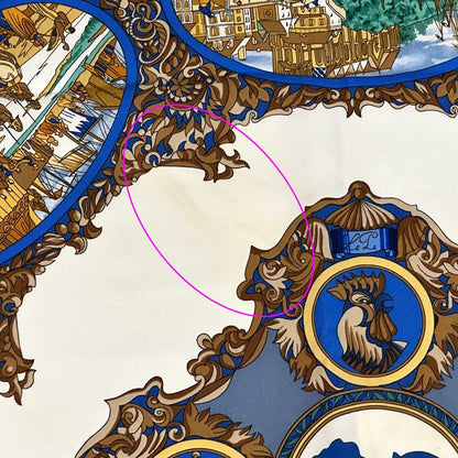Hermes Scarf Carre 90 L'entente Cordiale Franco British Alliance Silk Blue — view 8