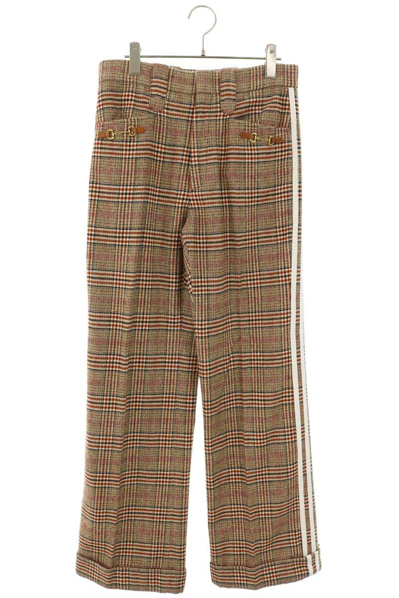 Gucci Sleeve Stripe Horsebit Check Wool Long Pants 44
