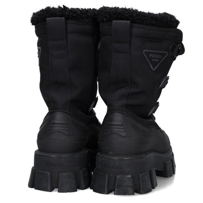 Prada Monolith Shearing Boots Re-Nylon Fleece High Cut Leather 7.5 — view 2