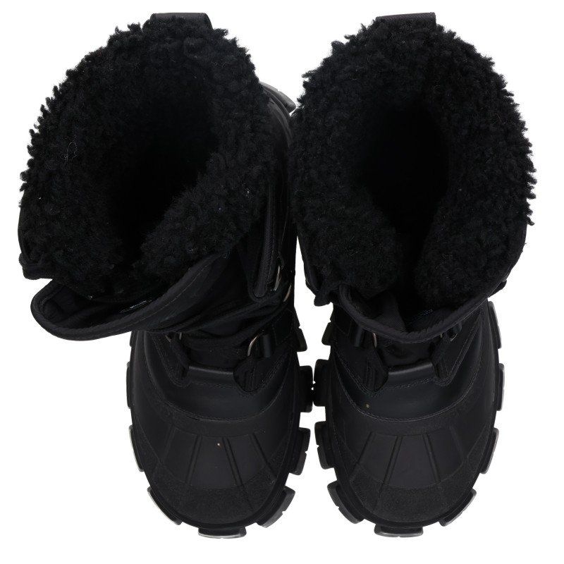 Prada Monolith Shearing Boots Re-Nylon Fleece High Cut Leather 7.5 — view 4