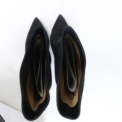 Chanel Gabrielle CC Logo Embroidery Suede Satin Pointed Toe Boots 40.5C — view 5