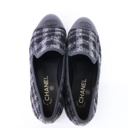Chanel CC Logo Stitch Plaid Tweed Opera Shoes — view 5