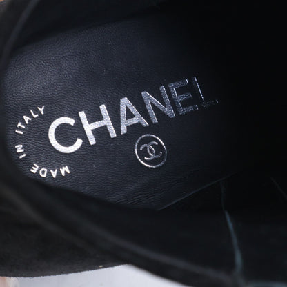 Chanel CC Logo Suede Side Zip Short Boots — view 7