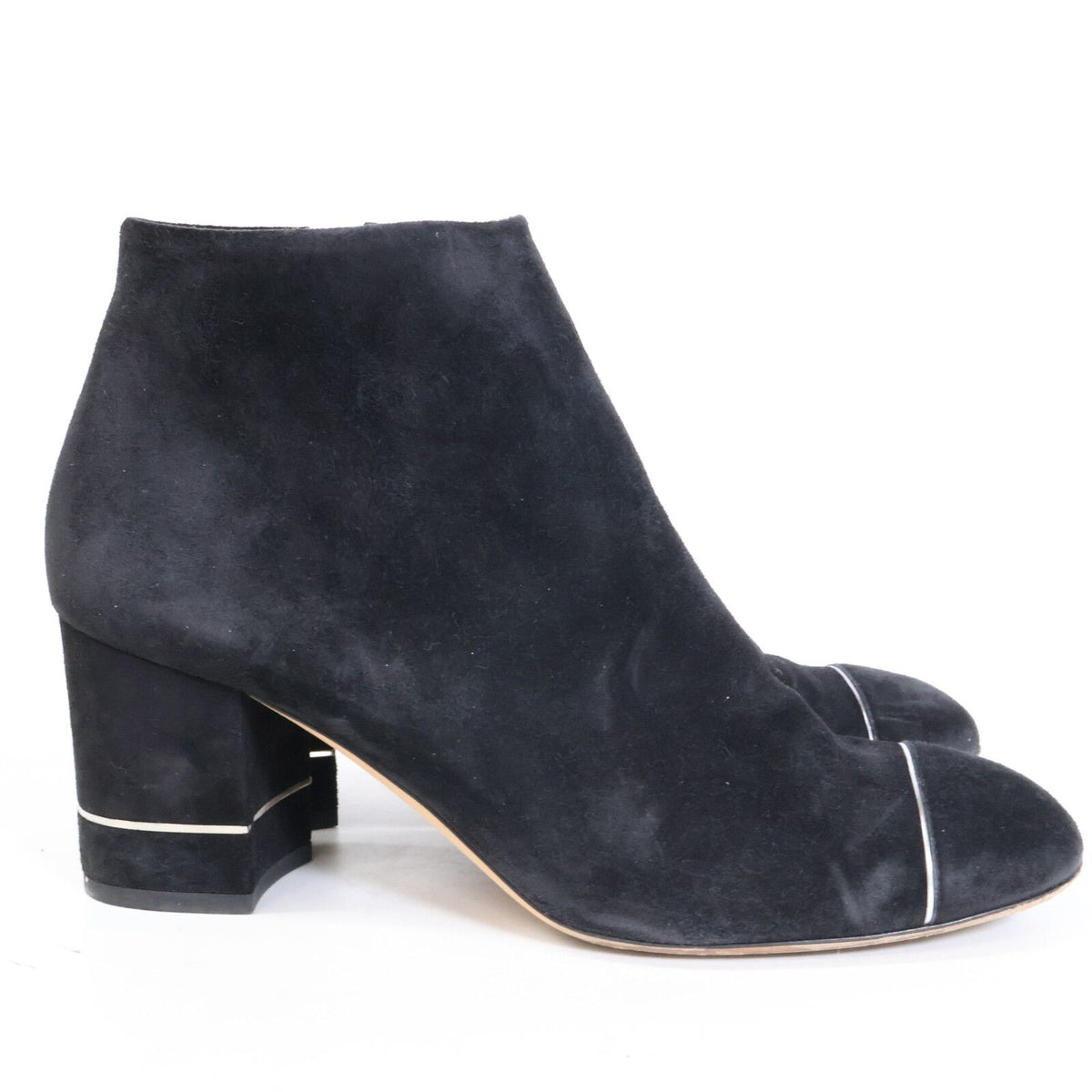 Chanel CC Logo Suede Side Zip Short Boots — view 4