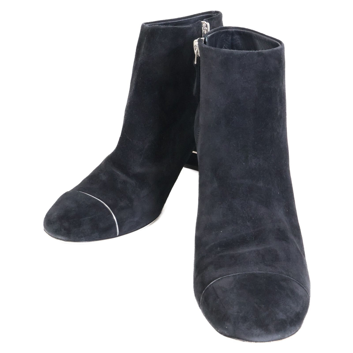 Chanel CC Logo Suede Side Zip Short Boots