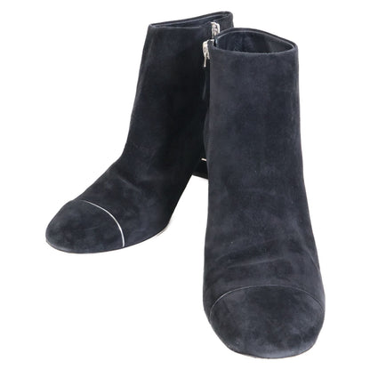 Chanel CC Logo Suede Side Zip Short Boots
