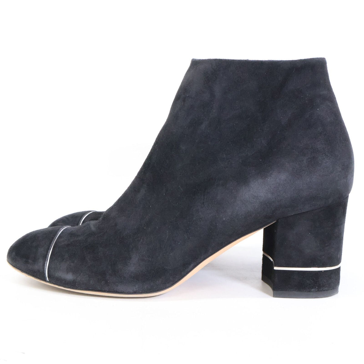 Chanel CC Logo Suede Side Zip Short Boots — view 2