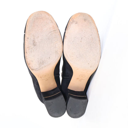 Chanel CC Logo Suede Side Zip Short Boots — view 6