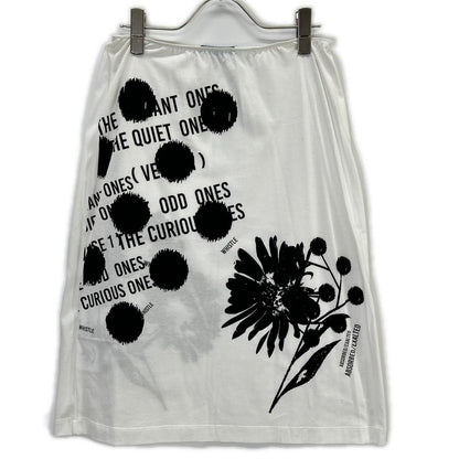 Prada Raf Simons White Cotton Print Midi Skirt