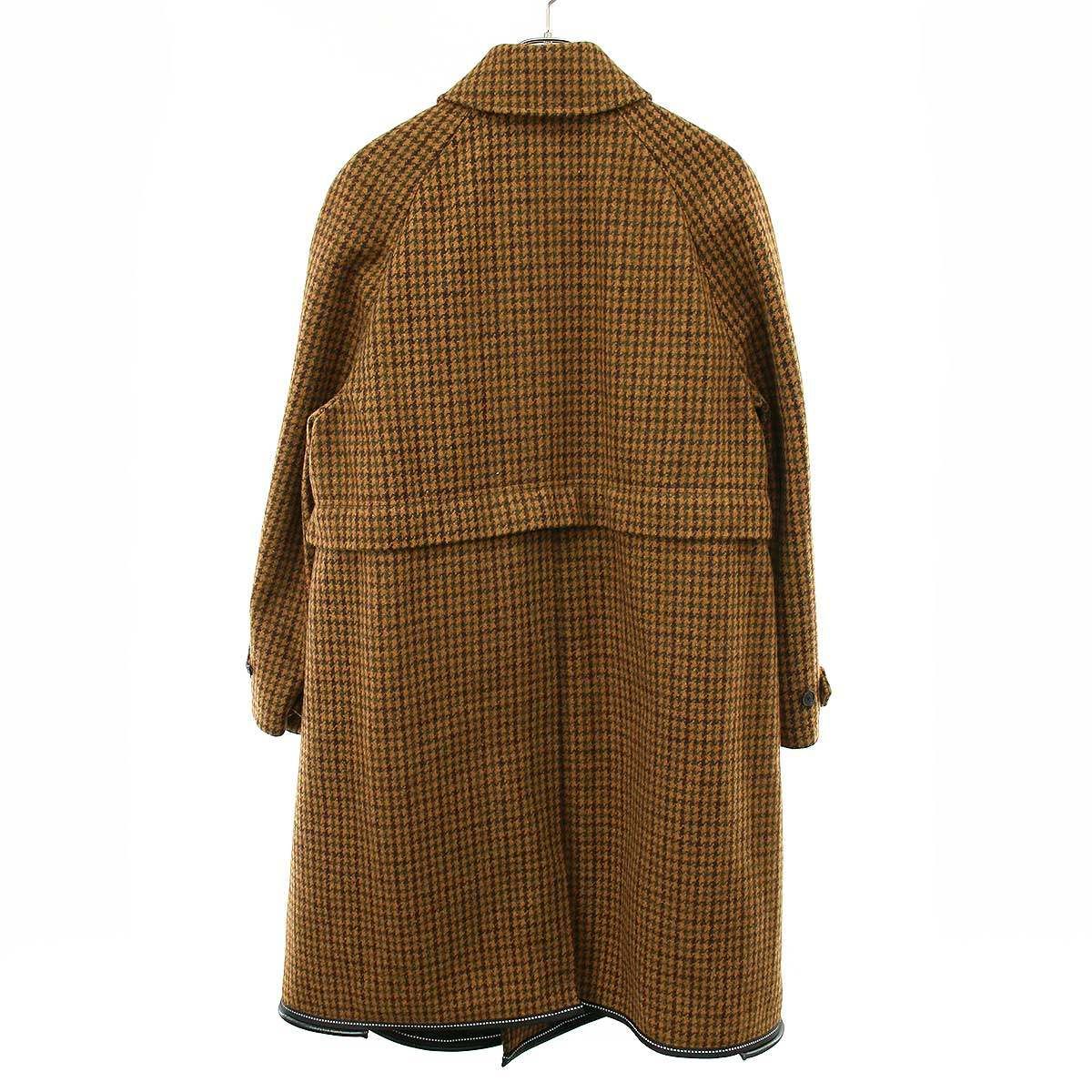 Balenciaga Pre Fall Houndstooth Reflector Trim Over Coat Brown 34 — view 2